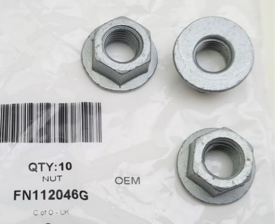 Image of FN112046G, a 'NUT M12 FULL FLANGED BZP' part